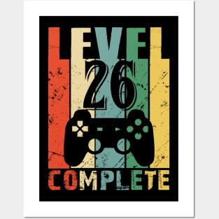 Vintage 26th Wedding Anniversary Level 26 Complete Funny Video Gamer Birthday Gift Ideas Posters and Art